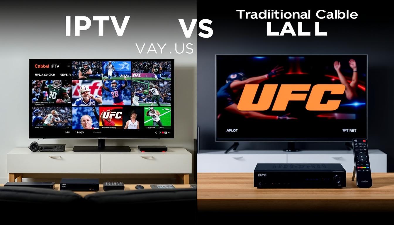 Comparison between IPTV for Sports and traditional cable for watching NFL, NBA, MLB, NHL, UFC, and Boxing