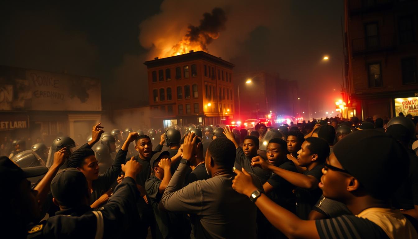 Harlem riot scenes in Godfather of Harlem