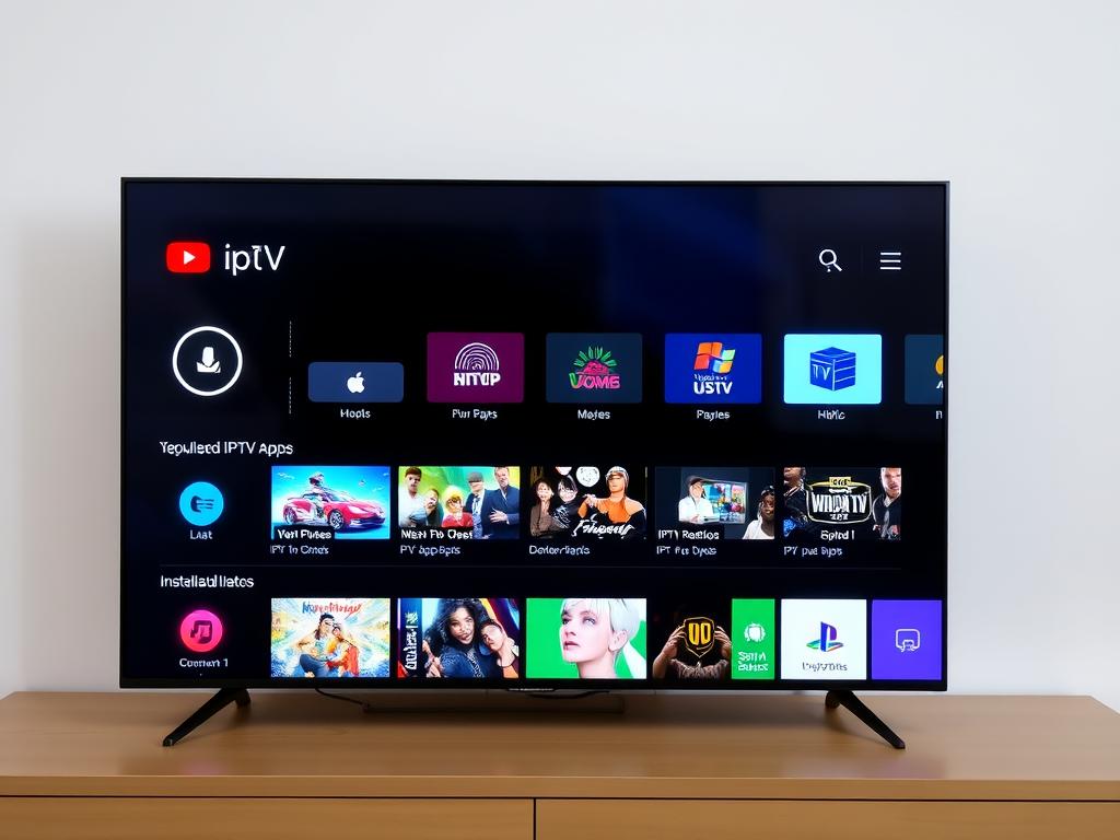 Smart TV showing IPTV app installation from app store