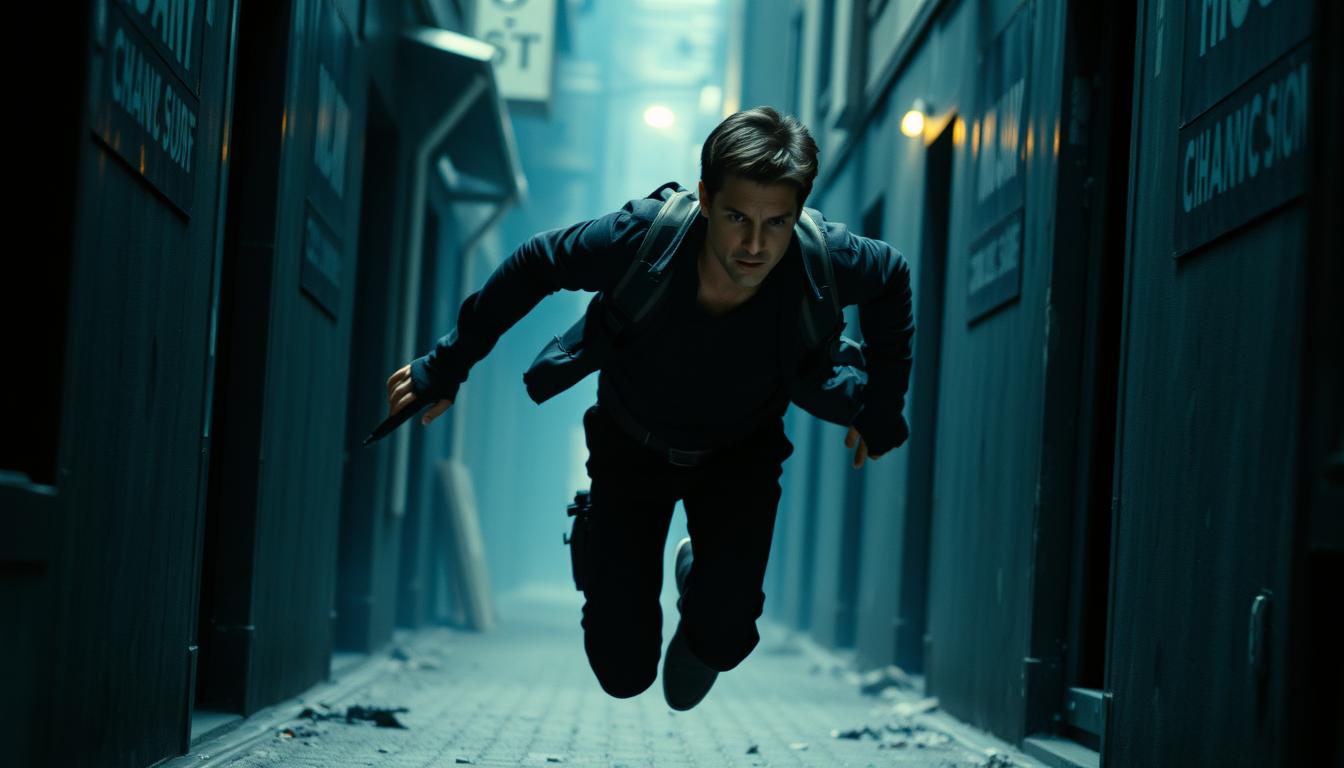 Tom Cruise as Ethan Hunt in action Tom Cruise as Ethan Hunt in action
