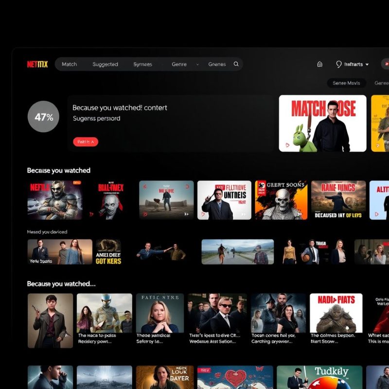 AI-powered content recommendation interface showing personalized TV suggestions