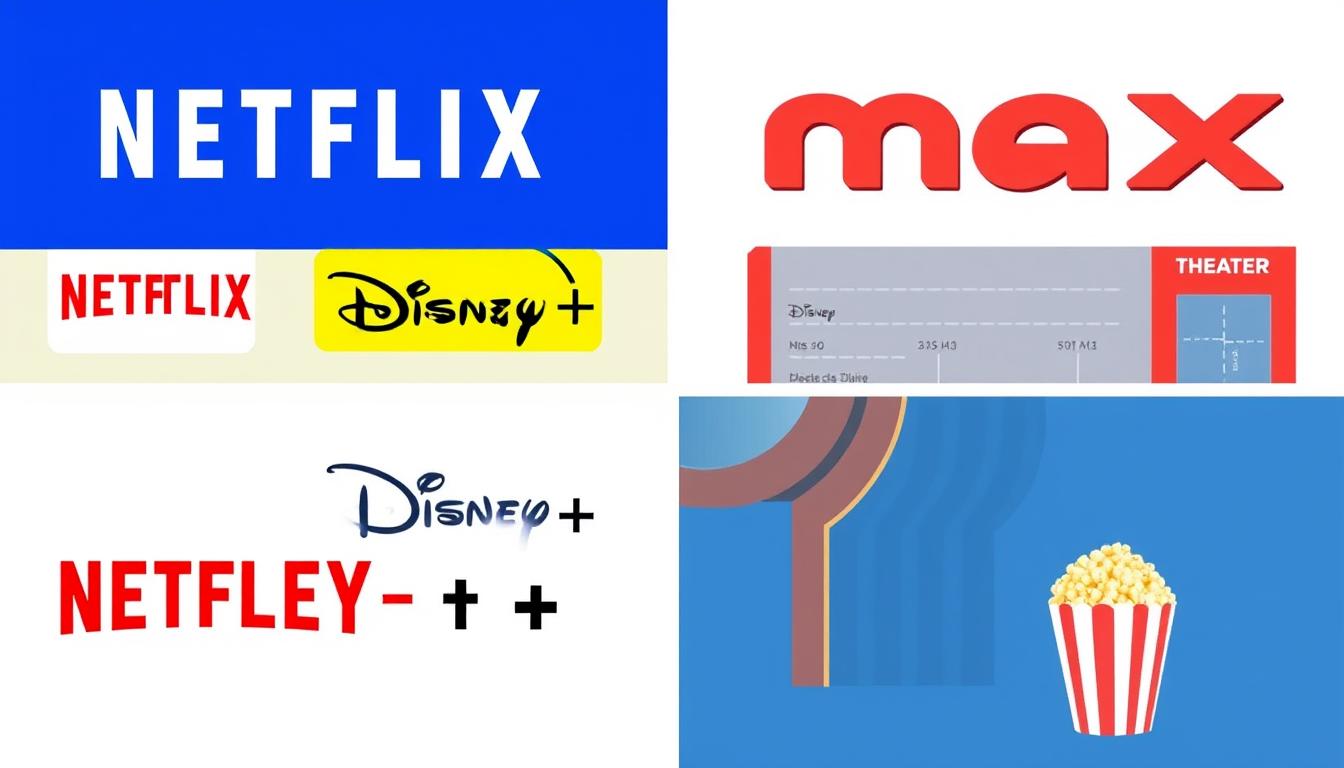 Collage of streaming platforms and theater chains showing where to watch 2025 releases