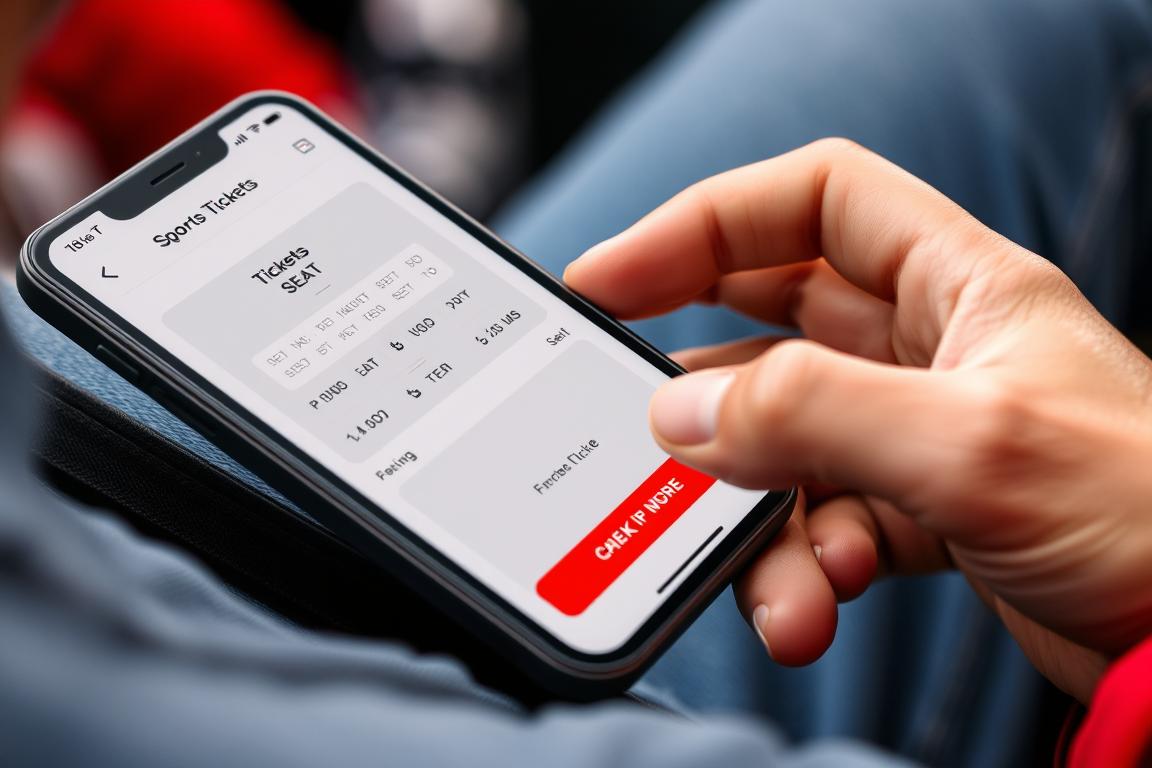 Fan purchasing tickets online for live sports events in USA using a mobile device