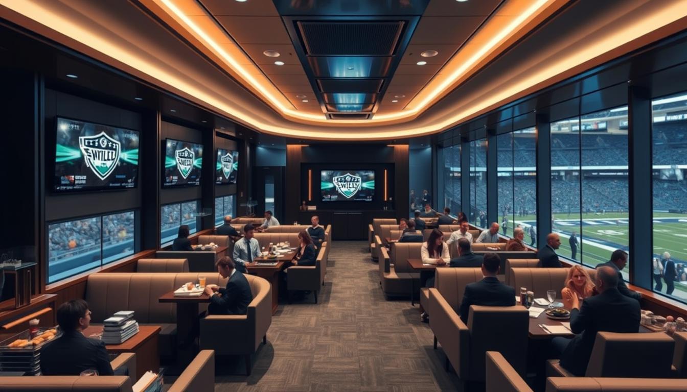 Luxury suite experience at an NFL stadium, showcasing premium live sports events in USA