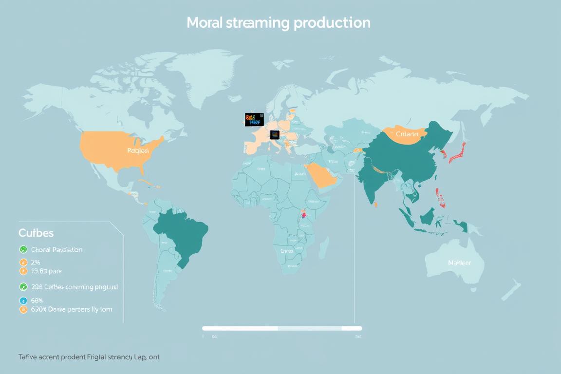 Map showing regional content production hubs for major streaming platforms