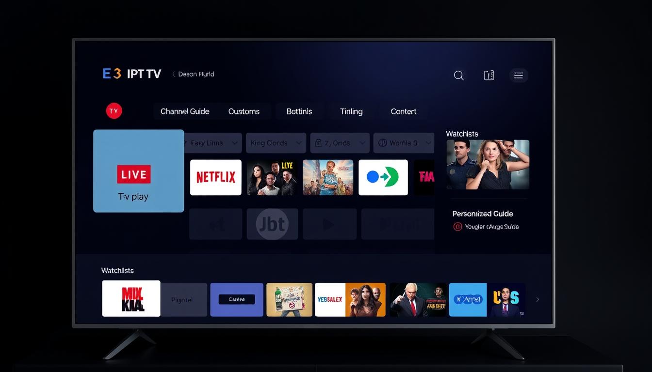 Modern IPTV interface showing integration of live channels and on-demand content in one system