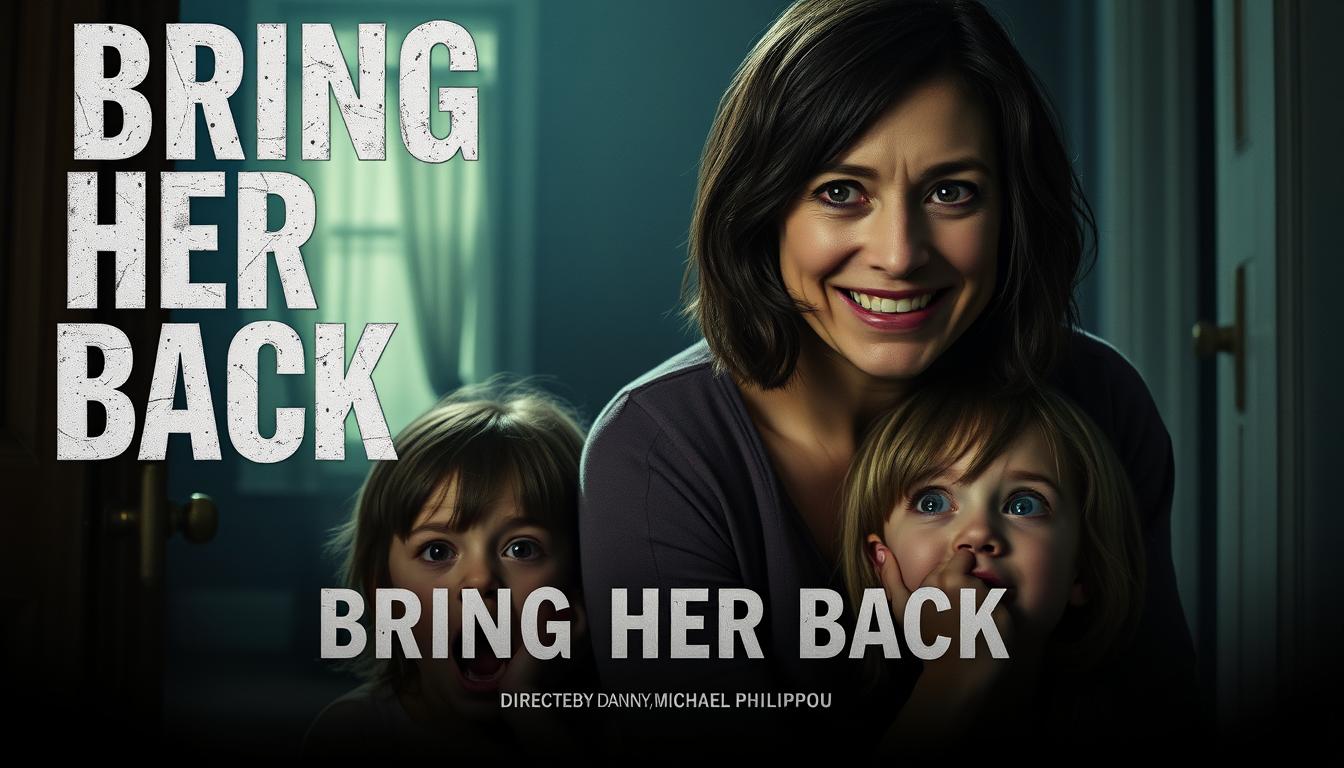 Movie poster for Bring Her Back showing Sally Hawkins as a disturbing foster mother