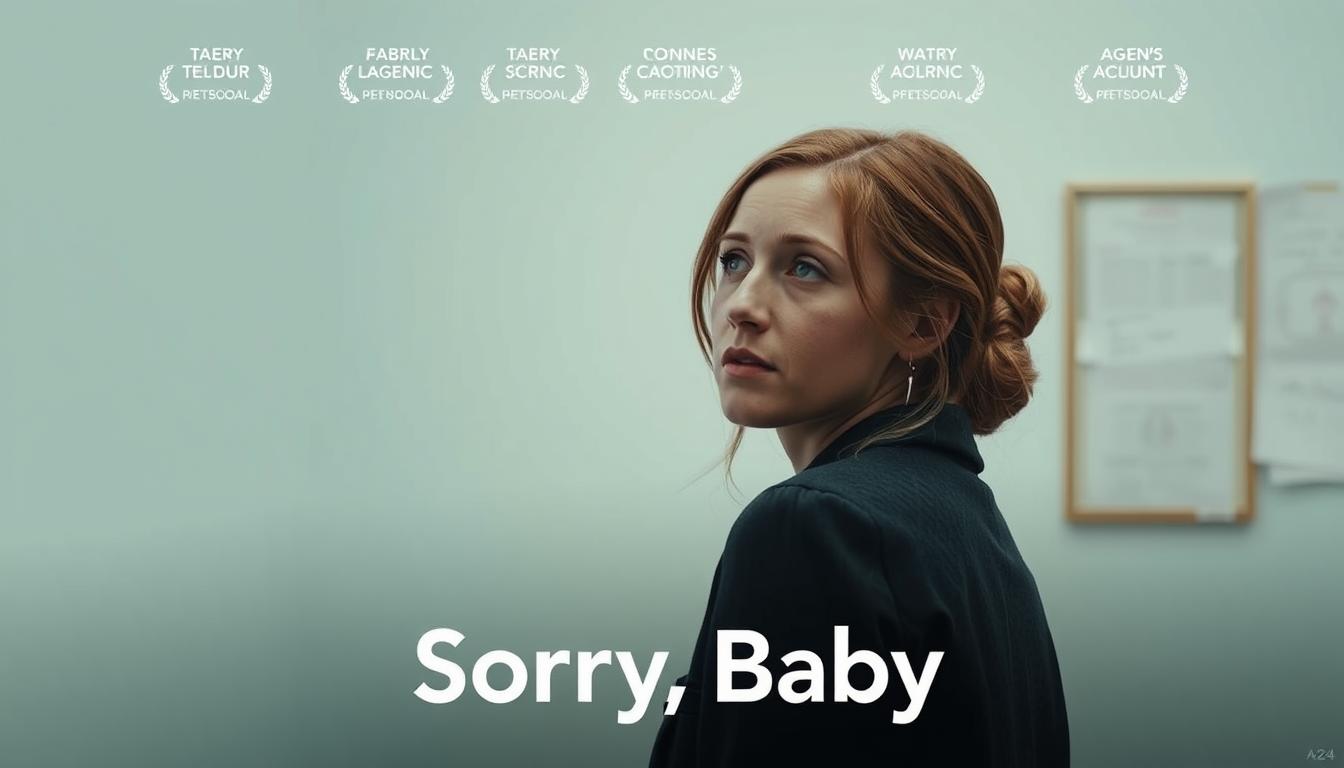 Movie poster for Sorry, Baby showing Eva Victor as Agnes dealing with trauma