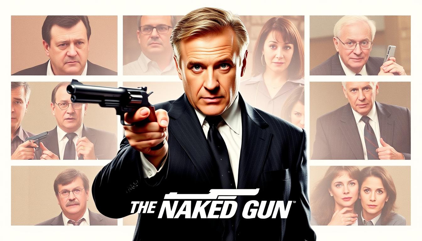 Movie poster for The Naked Gun showing Liam Neeson as Frank Drebin