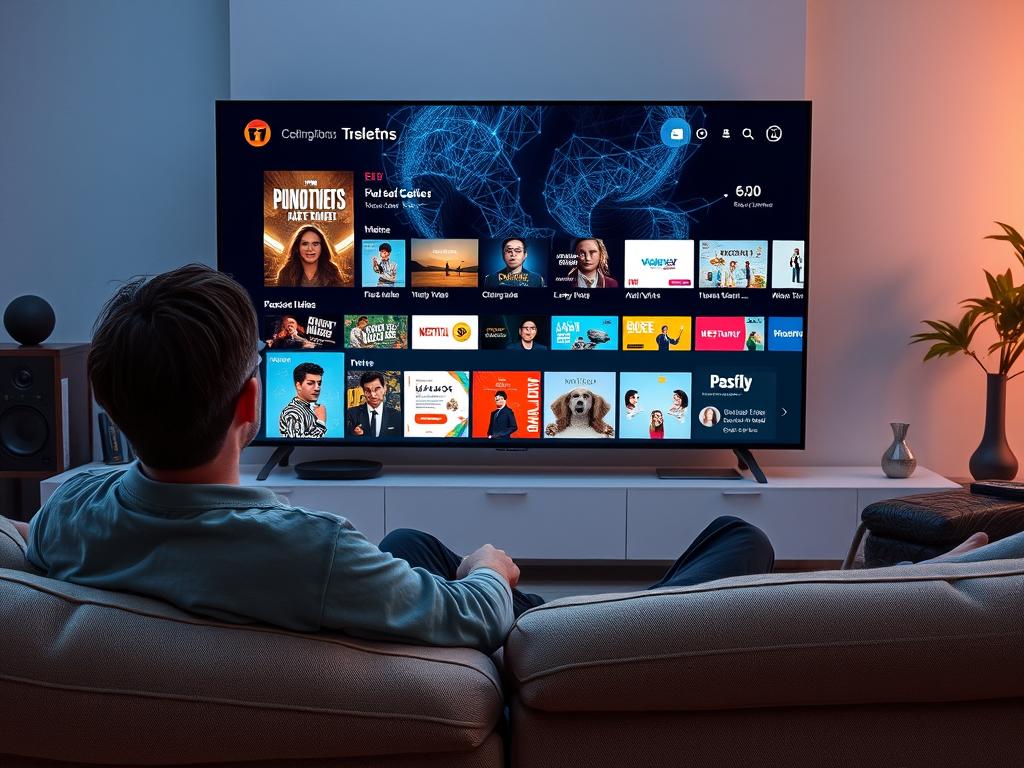 Person viewing personalized streaming interface showing content tailored to their preferences