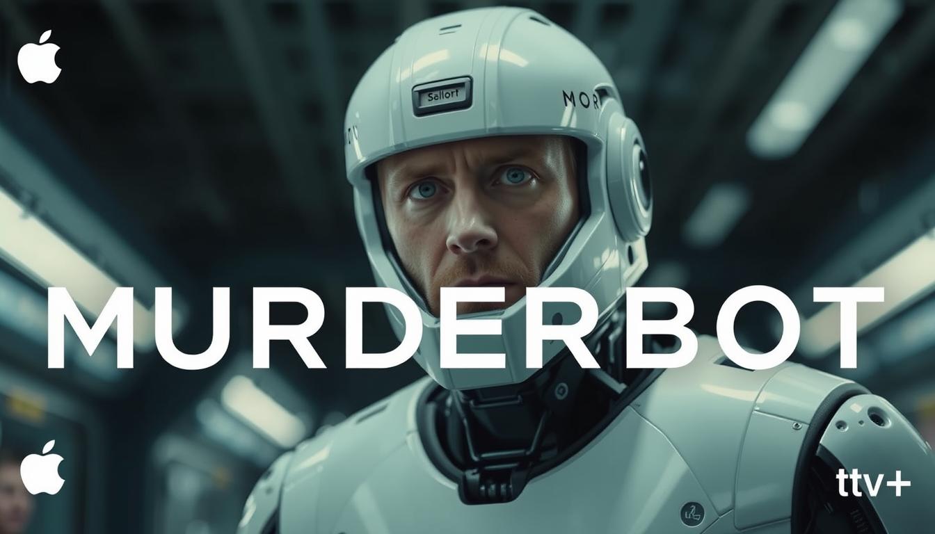 Promotional image for Murderbot showing Alexander Skarsgård as the security droid
