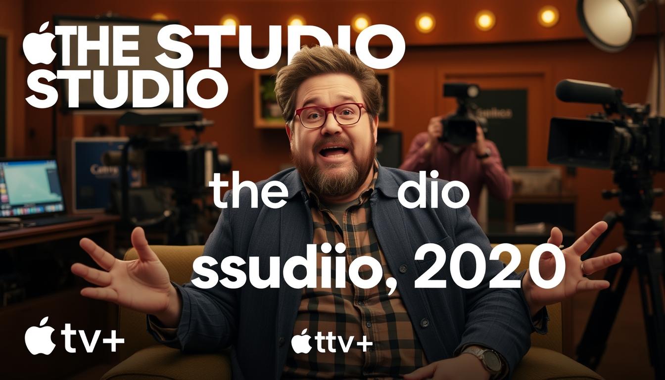 Promotional image for The Studio showing Seth Rogen as a movie studio boss