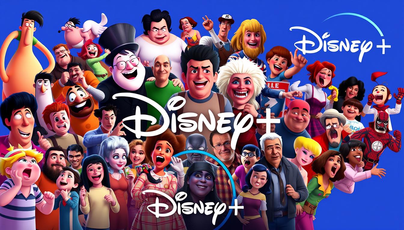 Collage of Best Comedies on Disney Plus featuring characters from various comedy movies and shows