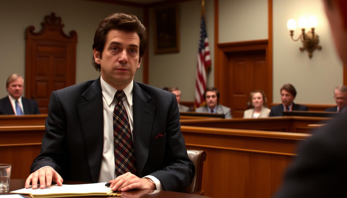 My Cousin Vinny showing Joe Pesci in a courtroom scene